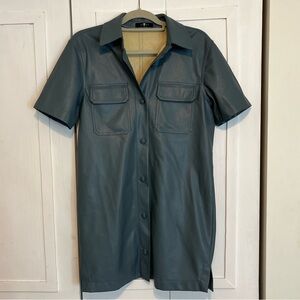 7 For All Mankind Teal Faux Leather Dress